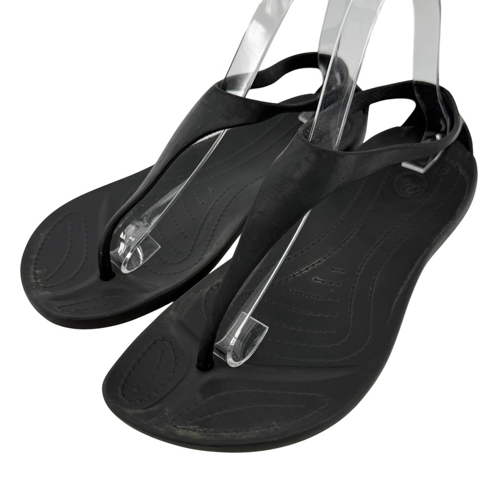 Crocs Sexi Flip Sandal Slip On Black Women 7 Slingback Thong Casual Barefoot